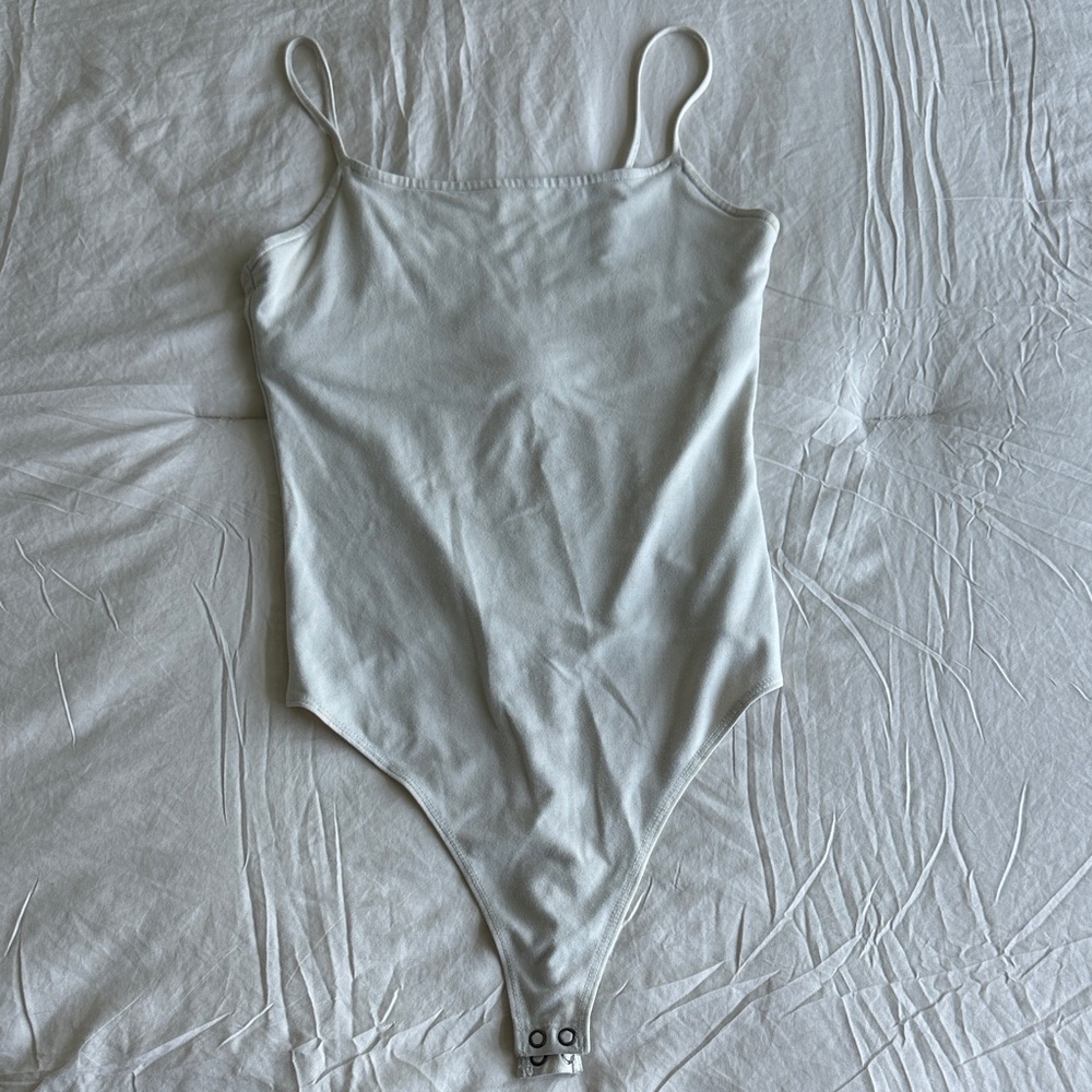 American Eagle Outfitters Cream Spaghetti Strap Bodysuit